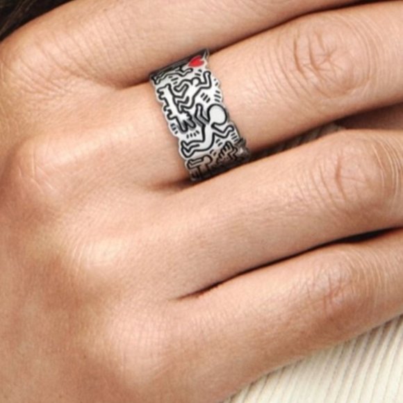 Wide Ring Keith Haring™ x Pandora Line Art Love and People brand new! - Picture 2 of 8